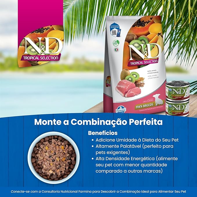 Alimento para Cães N&D Tropical Selection Canine Suíno Puppy Mini 5