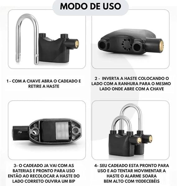 Cadeado com Alarme Antifurto 3