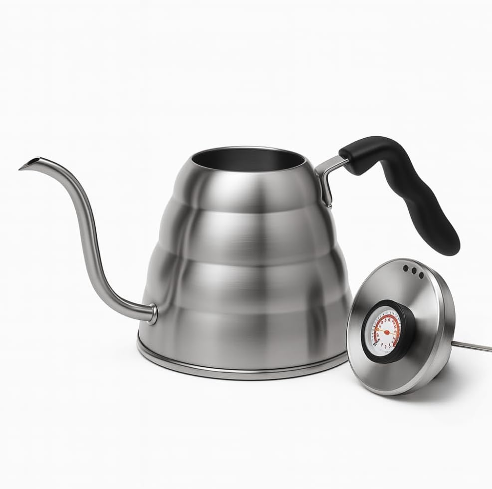 Chaleira Bico de Ganso Inox 1,2 L + Termômetro 1