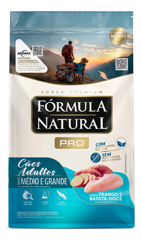 Fórmula Natural Super Premium Pro Cães Adultos Portes Médio e Grande Sabor Frango e Batata-Doce 1