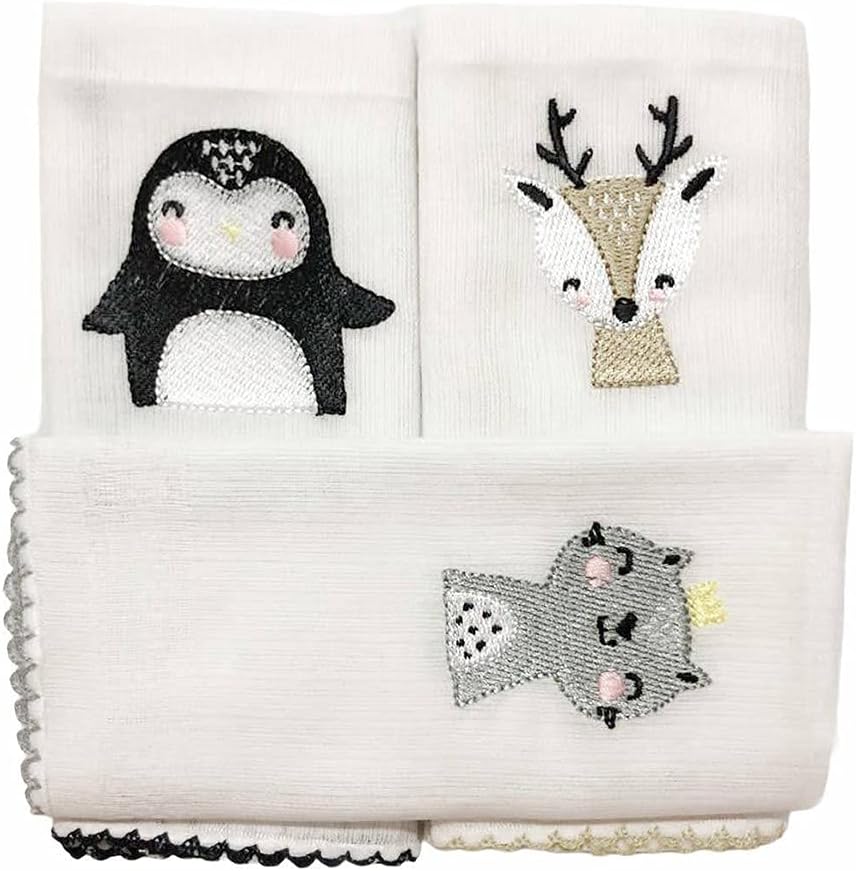 Boquinha Fralda Cremer 3 Peças para Bebê Woodland Branco/Cinza 2