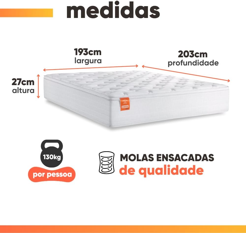 Cama Box Baú Colchão Casal King Molas Ensacadas Real Inducol 3
