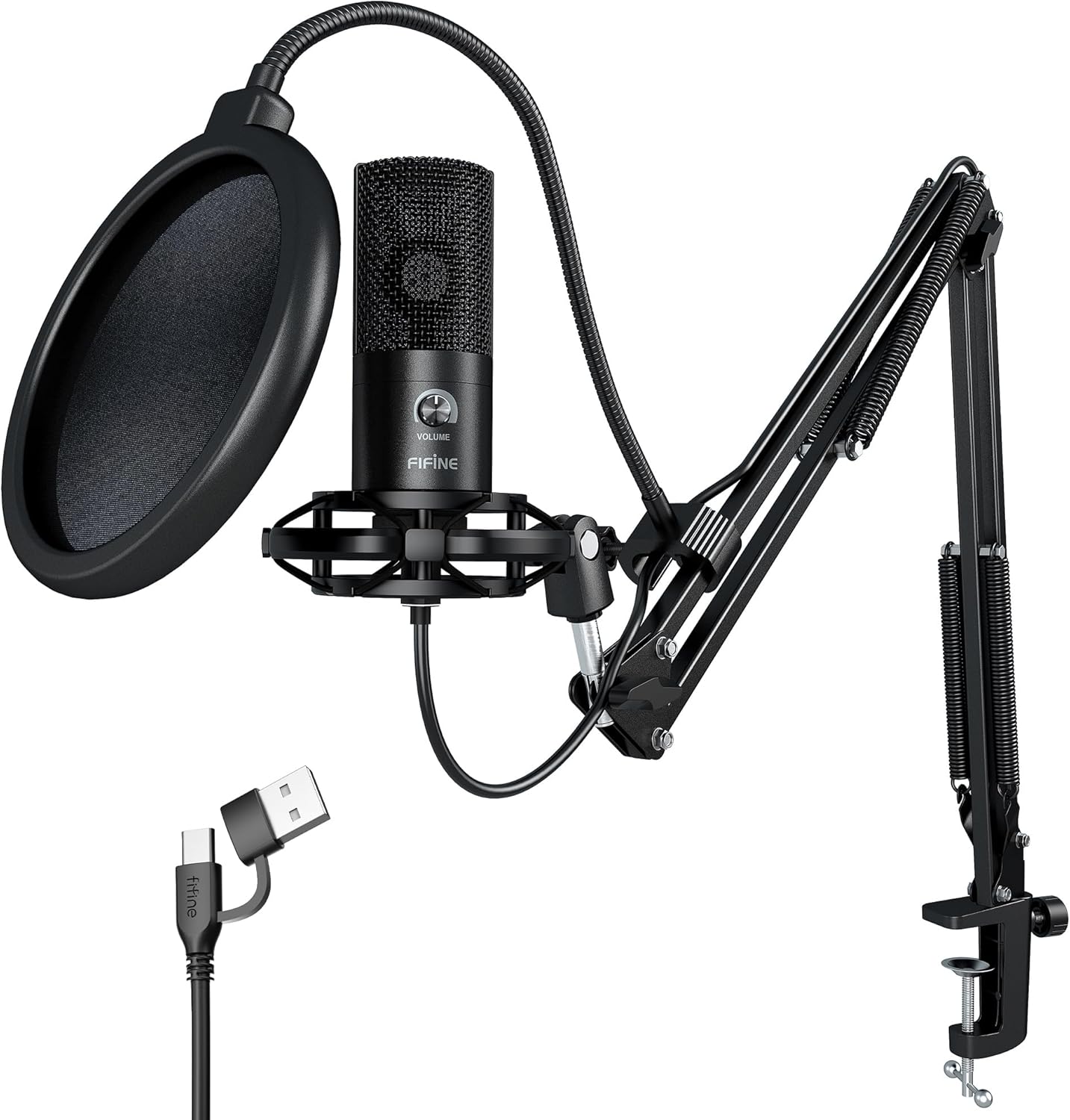 Microfone Condensador USB com Suporte de Braço Articulado 1