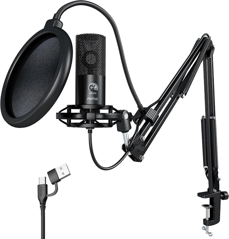 Microfone Condensador USB com Suporte de Braço Articulado 1