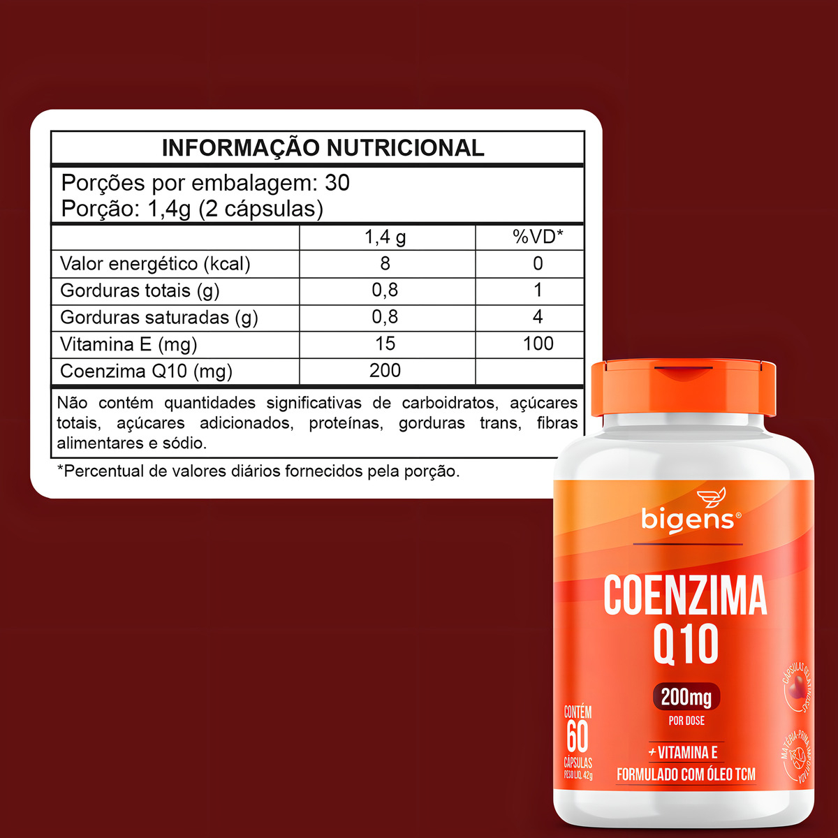 Coenzima Q10 200 mg + Vitamina E 2