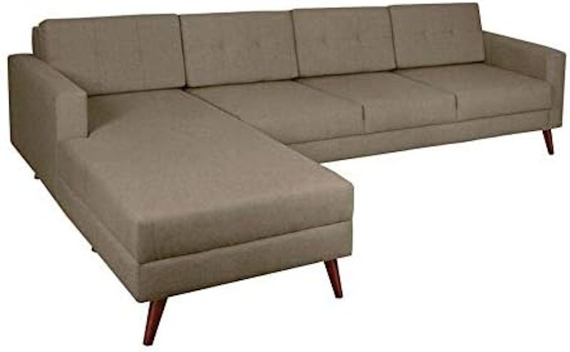 Sofá 4 Lugares Living com Chaise Esquerdo Pé Palito Linho 1