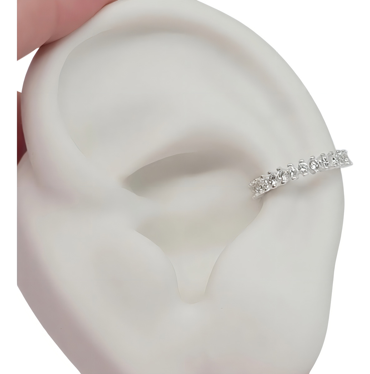 Kit Piercings Conch Cravejado e Cluster Zirconias Prata 925 3