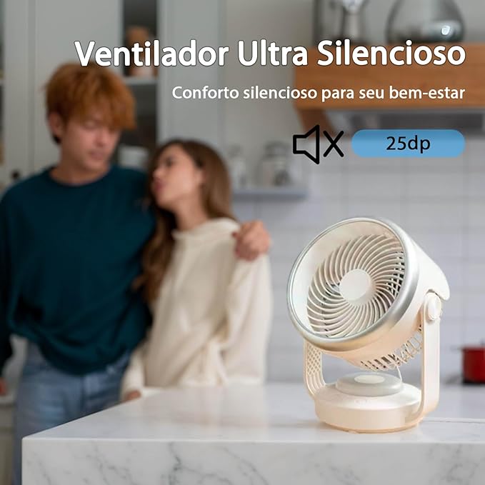 Ventilador de Mesa Portátil Recarregável Vivaztech 2