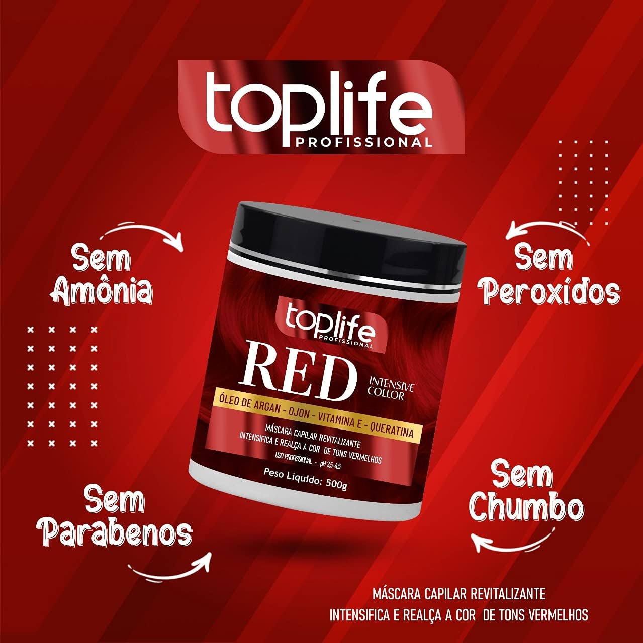 Máscara Capilar Revitalizante Red Intensive Color TopLife Profissional 3