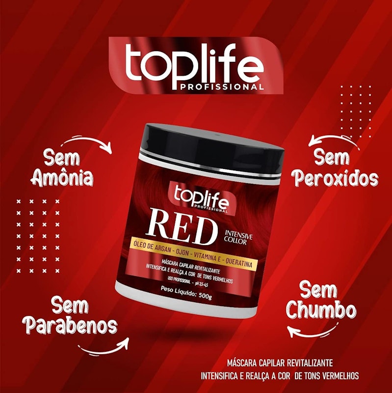 Máscara Capilar Revitalizante Red Intensive Color TopLife Profissional 3