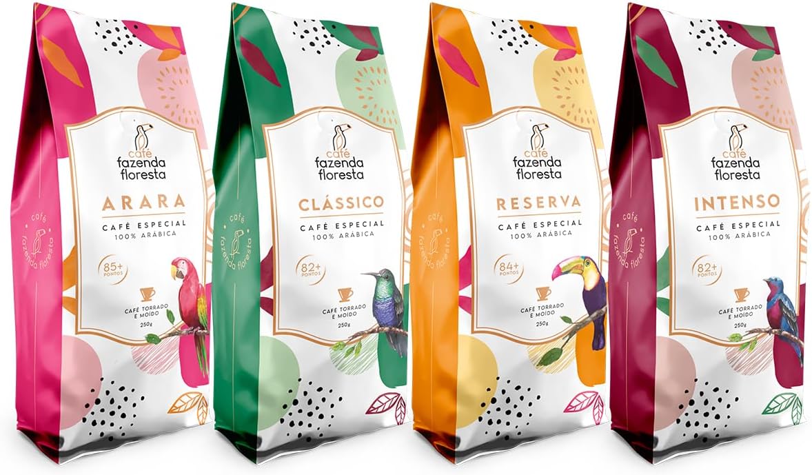 Kit Cafés Especiais Moído — 4 Pacotes Clássico, Reserva, Arara e Intenso 1