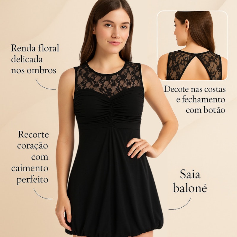 Vestido Curto Feminino Preto sem Bojo 4