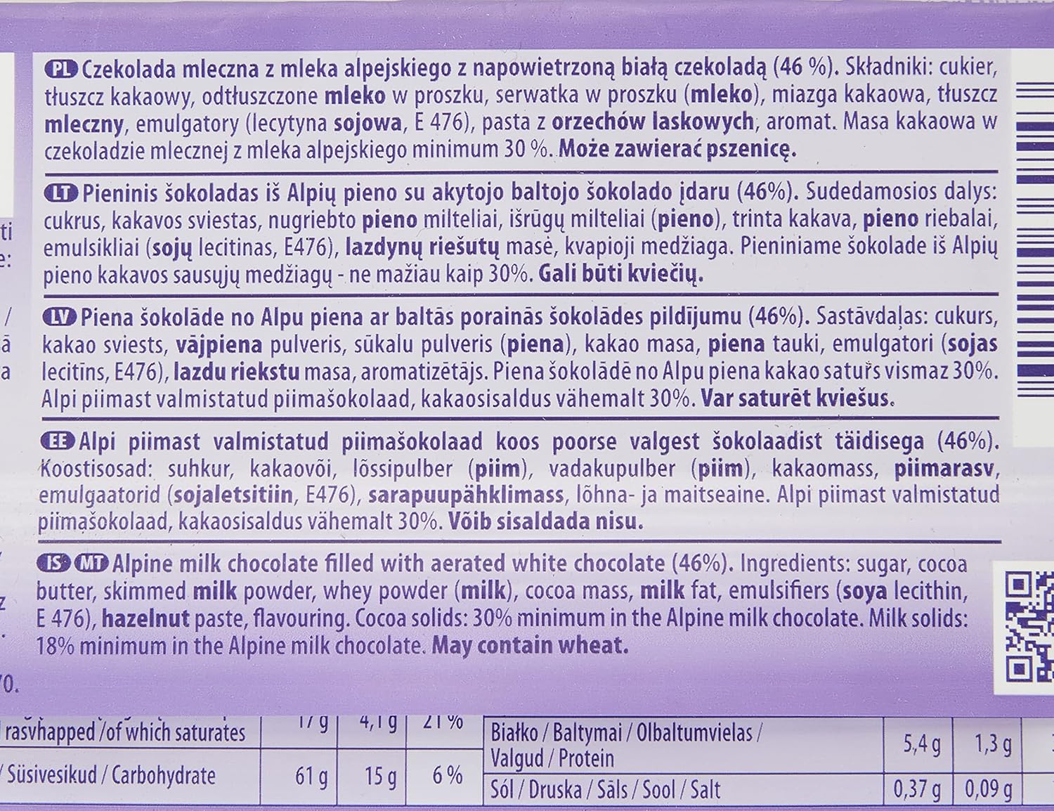 Milka Chocolate Bubbly White 100G 5