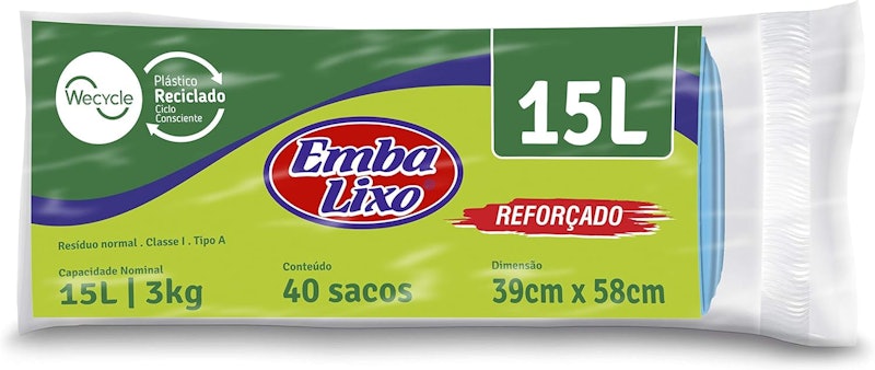 Saco Lixo Embalixo Wecycle Reforçado Azul 15 L 1