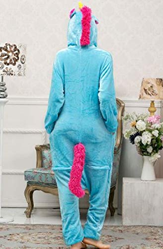 Pijama Kigurumi Unicórnio Azul Macacão com Capuz 2