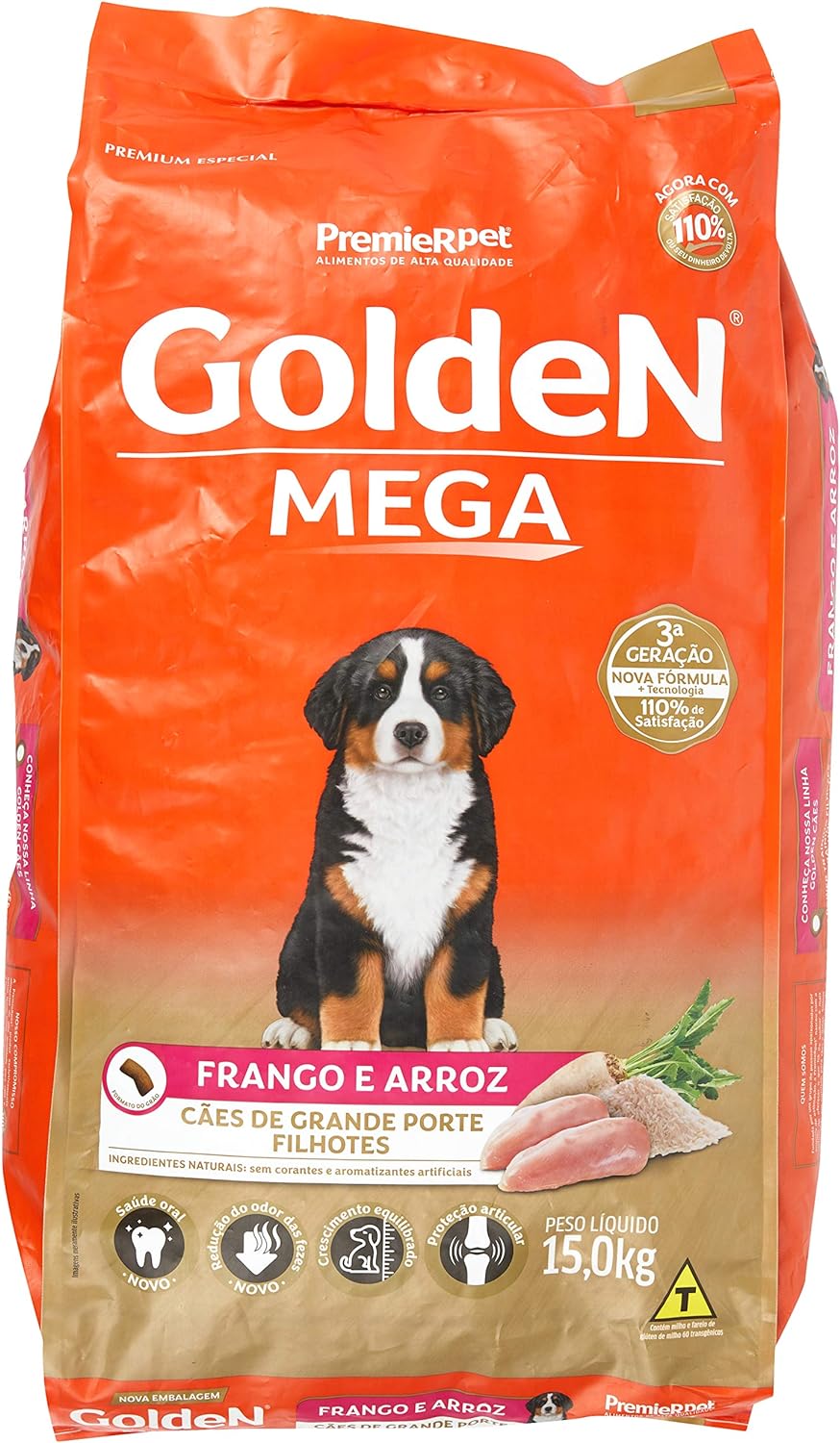 GoldeN Mega Cães Filhotes Porte Grande & Gigantes Frango & Arroz 1