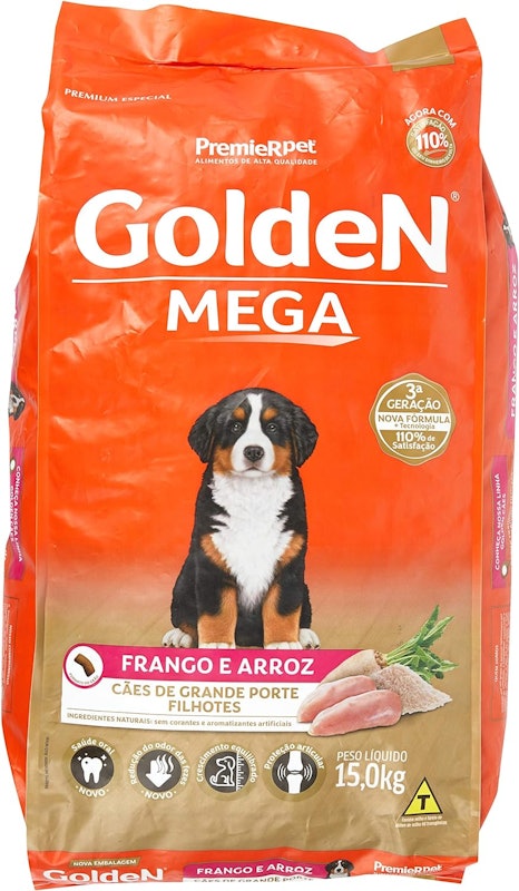 GoldeN Mega Cães Filhotes Porte Grande & Gigantes Frango & Arroz 1