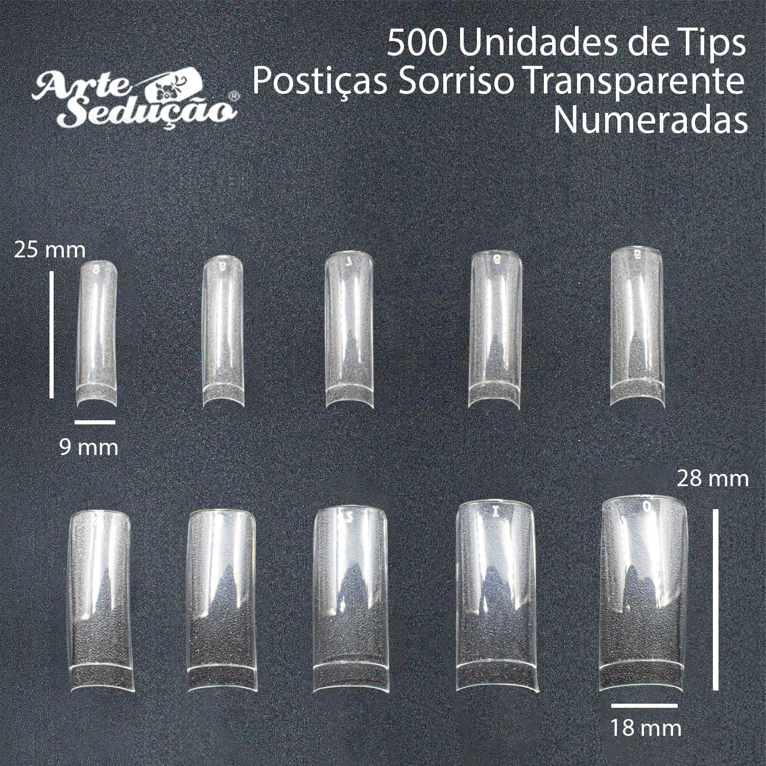 Unhas Postiças Tips Para Alongamento Modelo Sorriso Transparente 3