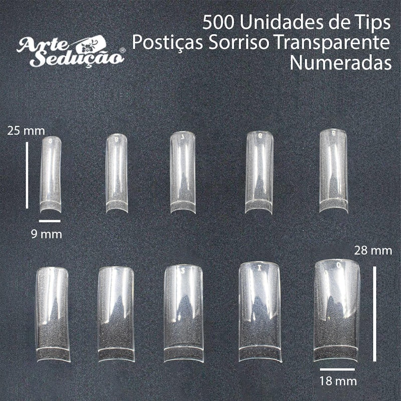 Unhas Postiças Tips Para Alongamento Modelo Sorriso Transparente 3