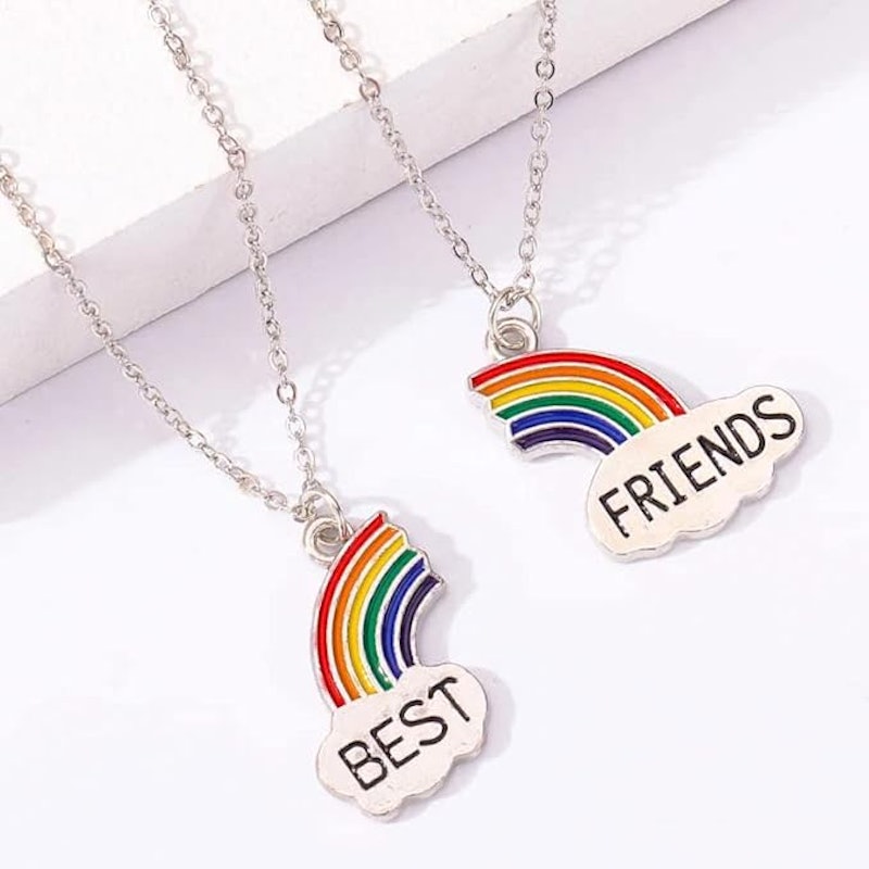 Colar Melhores Amigas Best Friends Amizade Arco-íris 4