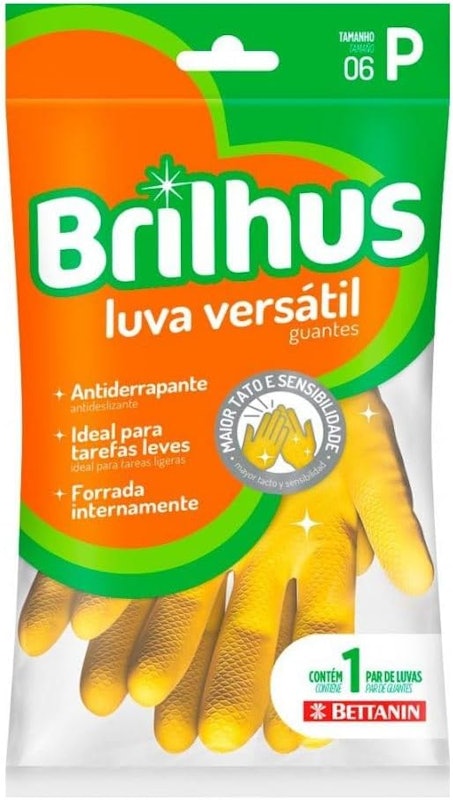 Luva Látex Multiuso Pequena Amarela Brilhus 1