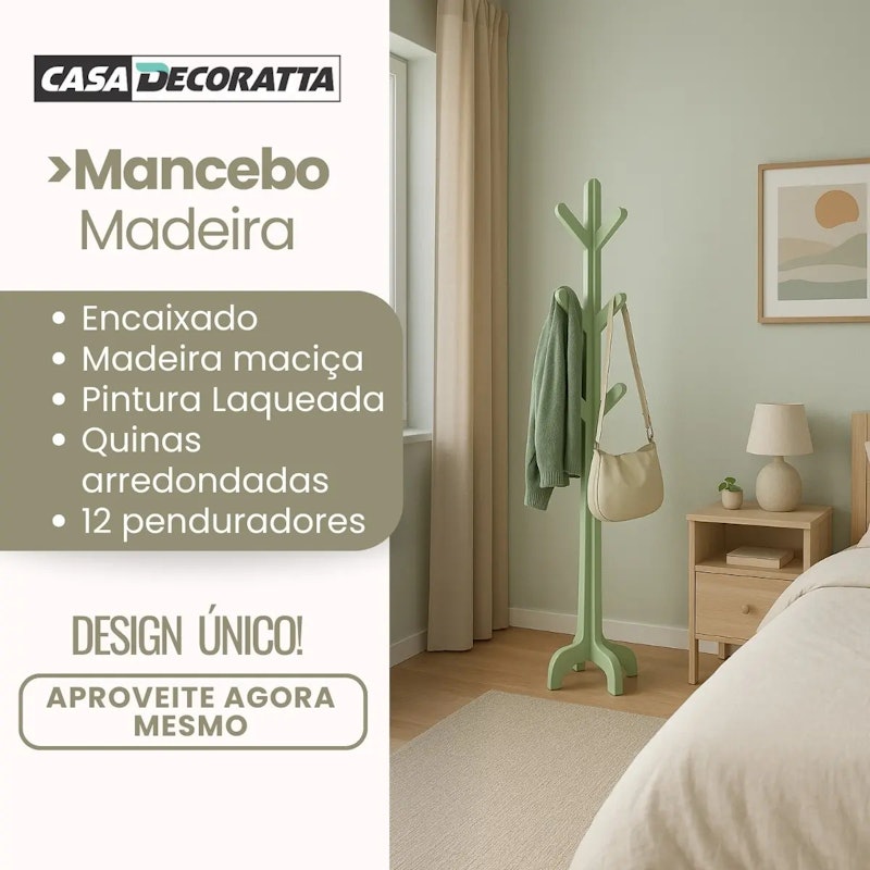 Mancebo Cabideiro Madeira Laqueado 3