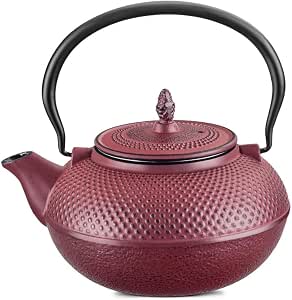 Chaleira de Ferro Vermelha com Coador Inox 1