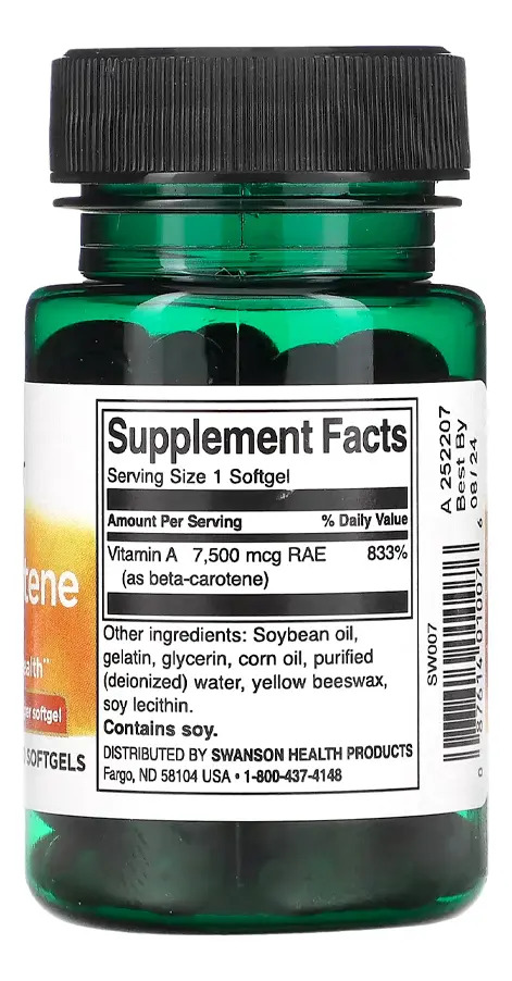 Betacaroteno 7,500 Rae mcg - 100 Softgels 2