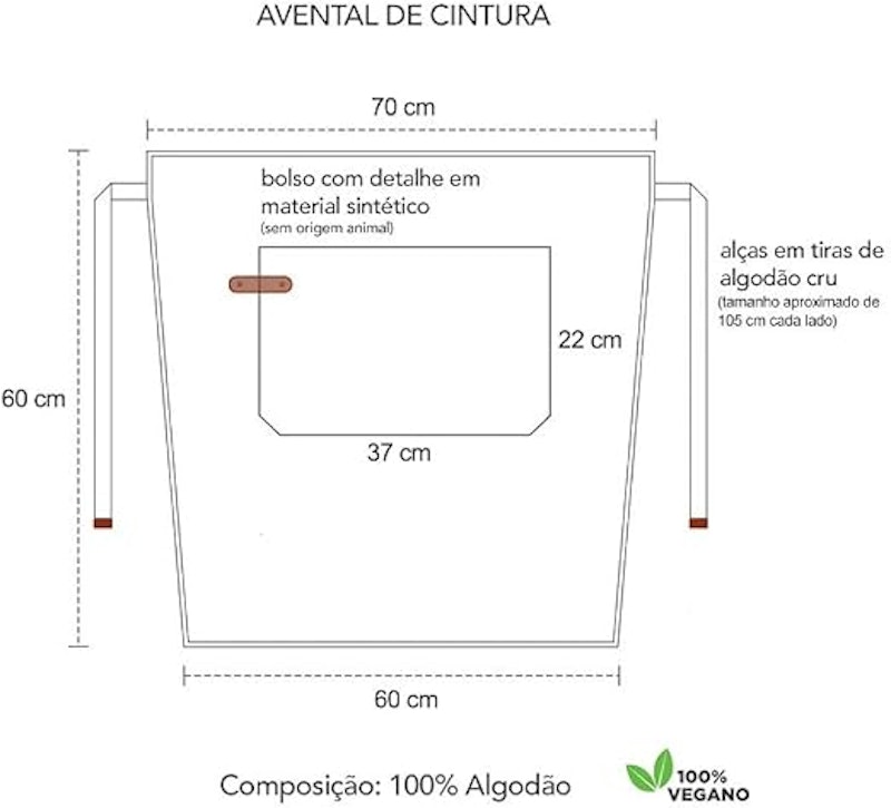 Avental de Cintura Preto Algodao Bar Garcom Café Restaurante 3