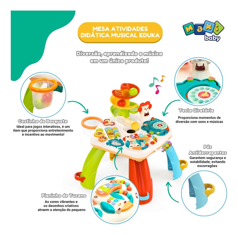 Mesa Atividades Infantil Didática Musical Eduka 4