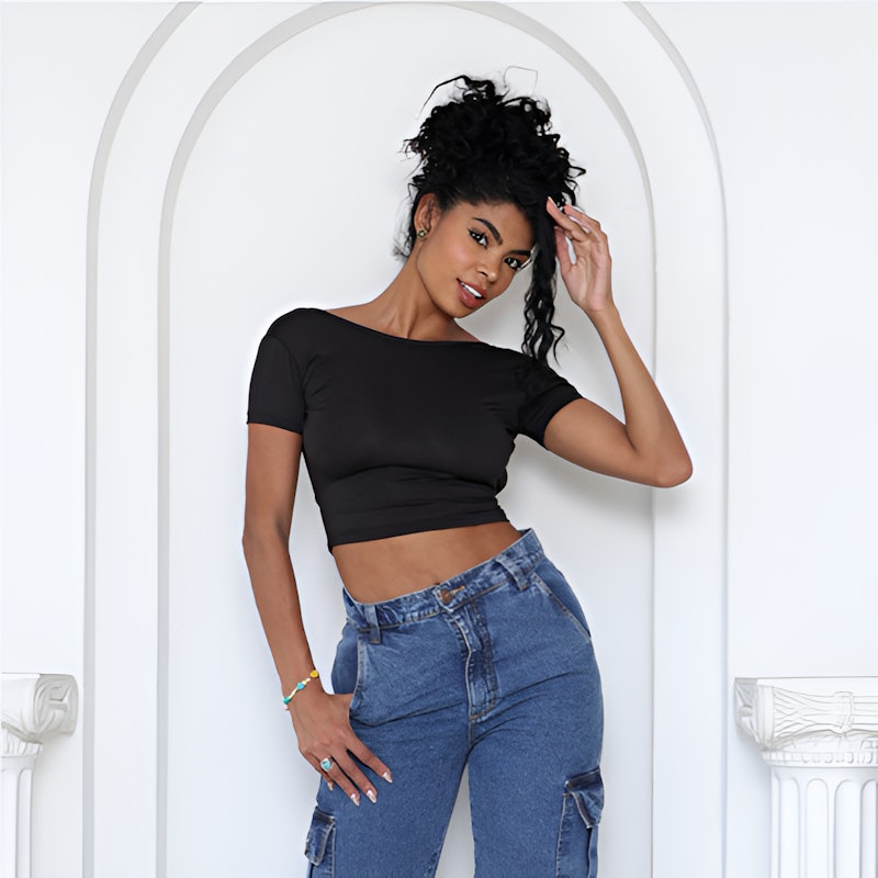 Blusa de Manga Curta Aberta nas Costas 3