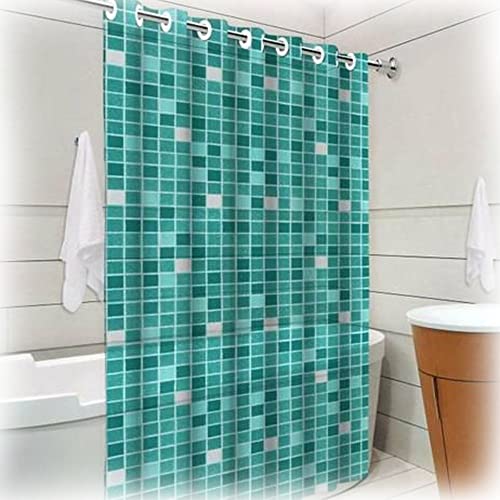 Cortina de Box Banheiro Pastilha Verde com Ilhós 2