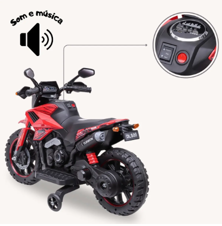 Moto Elétrica Infantil Motocross Vermelha 5