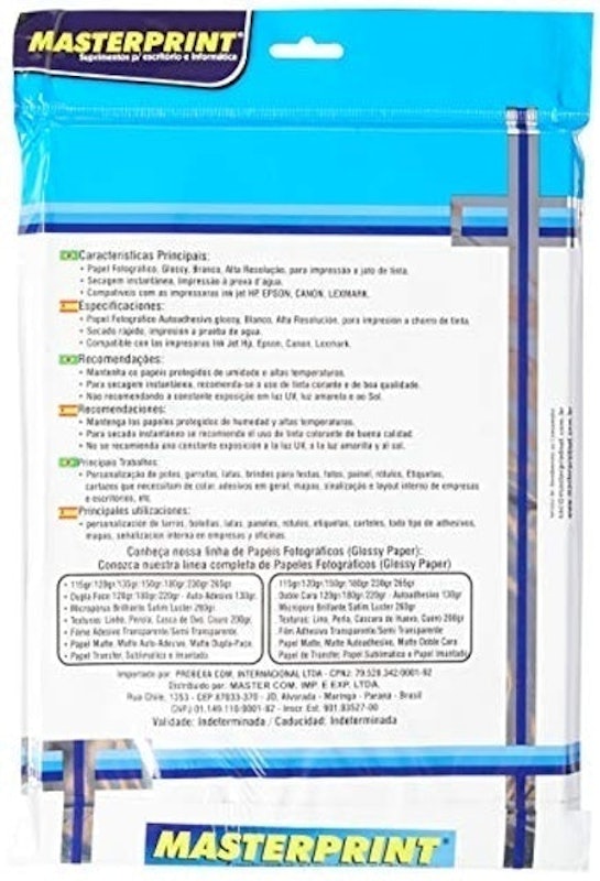 Papel Foto Glossy - Brilhante Branco Auto-Adesivo A4 2