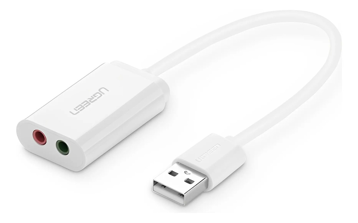Adaptador de Áudio Externo Ugreen 2 em 1 USB 2.0 1