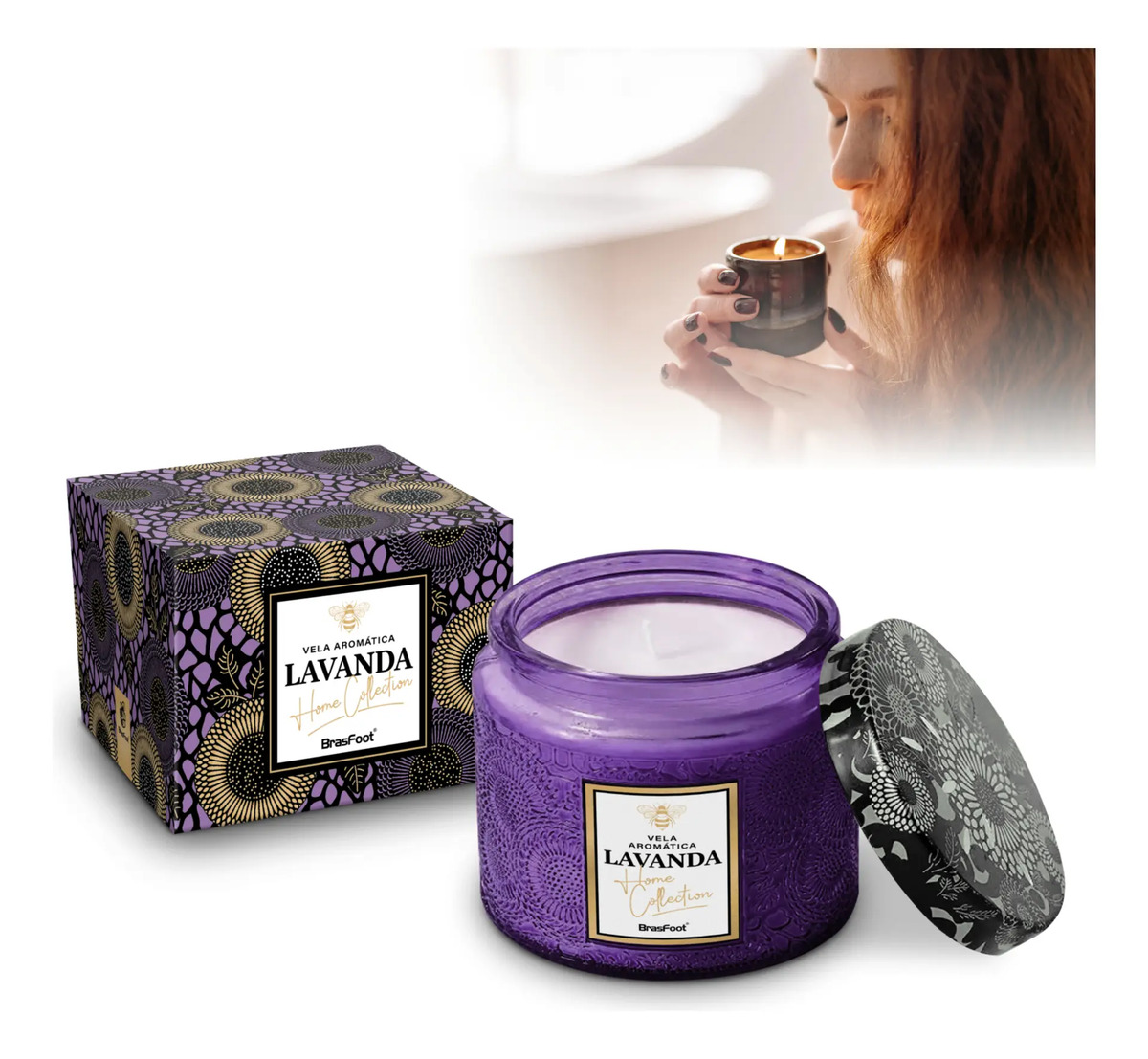 Vela Aromática Decorativa de Lavanda BrasFoot 1