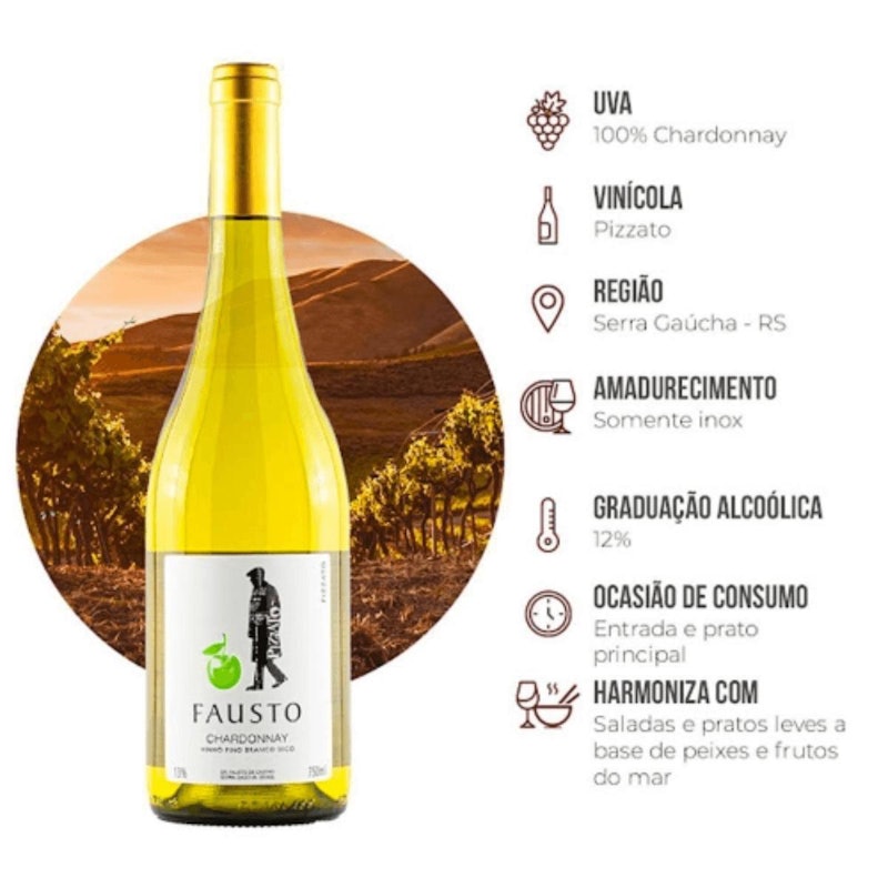 Vinho Pizzato Fausto Chardonnay 2