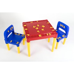 Mesa Educativa com Duas Cadeiras (Azul)