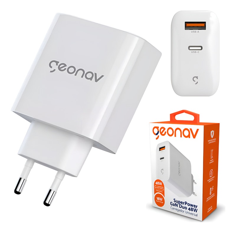 SuperPower GaN Duo 48 W Carregador Universal Geonav 1