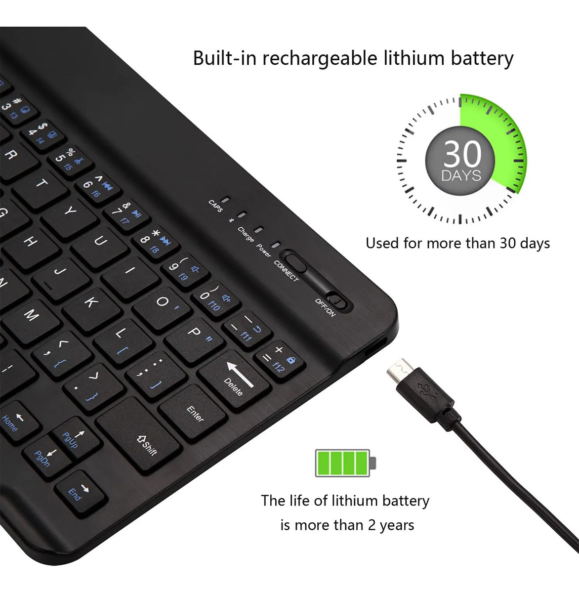 Mini Teclado Bluetooth Ultrafino Portátil Recarregável 5