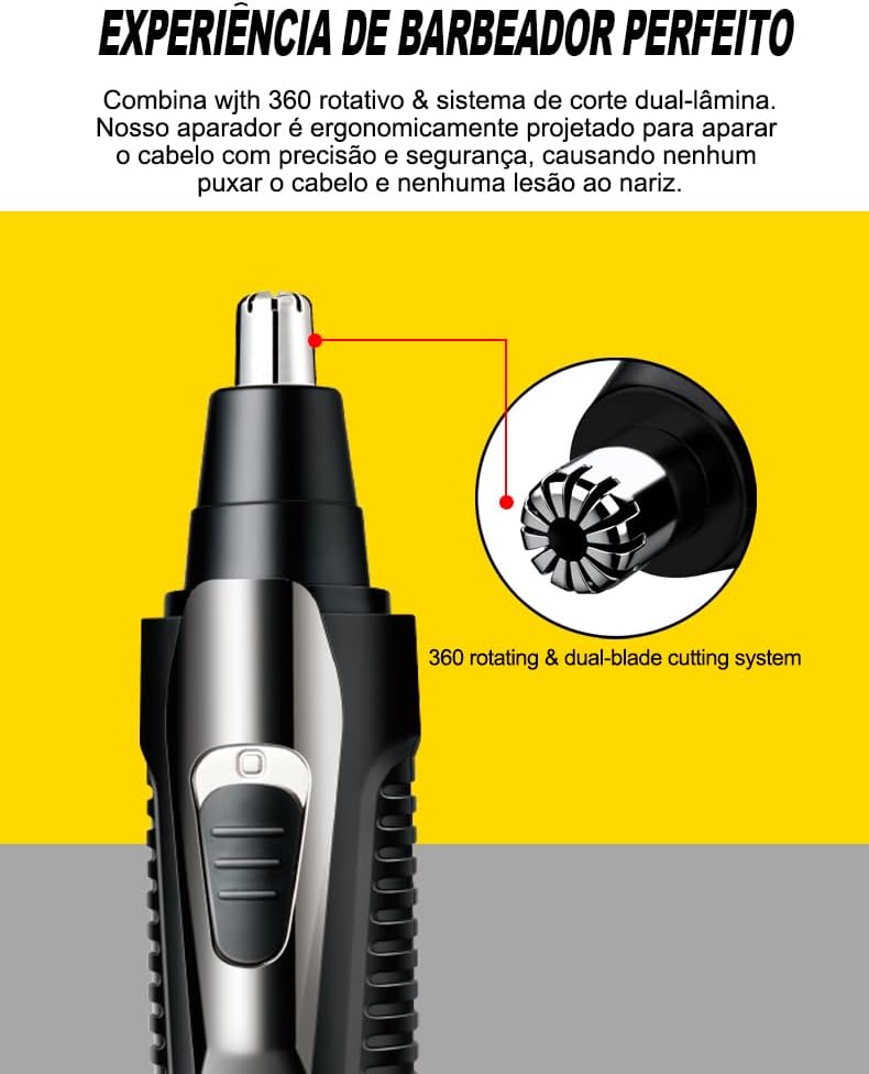 Kit 2 em 1 Aparador de pelos Nariz Orelha Máquina Cortar Pelos 5