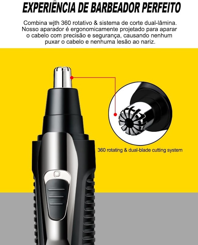 Kit 2 em 1 Aparador de pelos Nariz Orelha Máquina Cortar Pelos 5