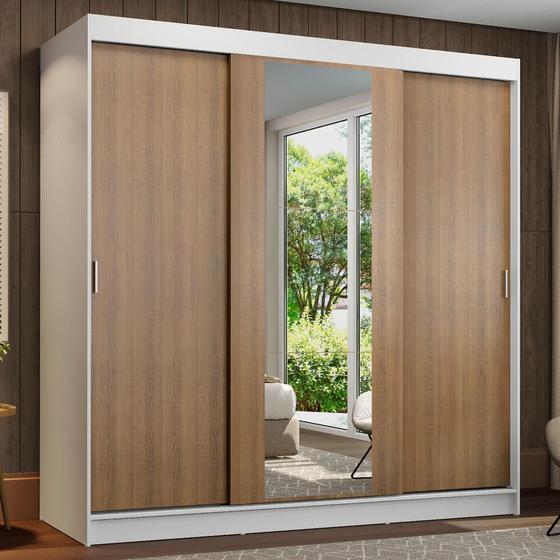 Guarda-Roupa Casal Reno 3 Portas de Correr com Espelho 2
