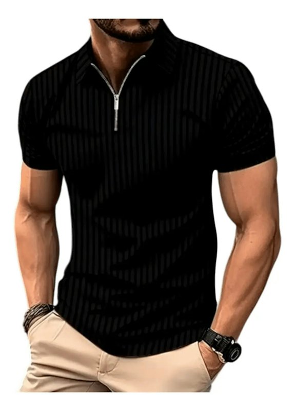 Camisa Polo com Zíper Manga Curta Canelada 1