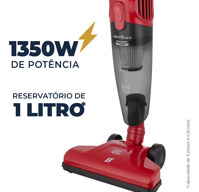 Aspirador de Pó Vertical Britânia 2 em 1 1250 W 2