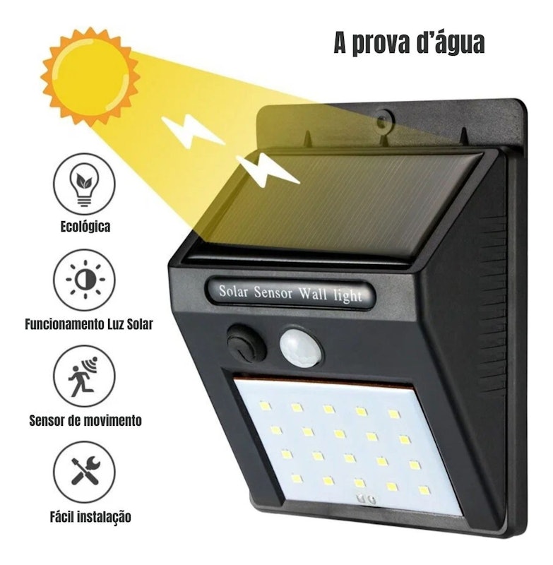 Kit 4 Arandelas Luminária Solar LED 3