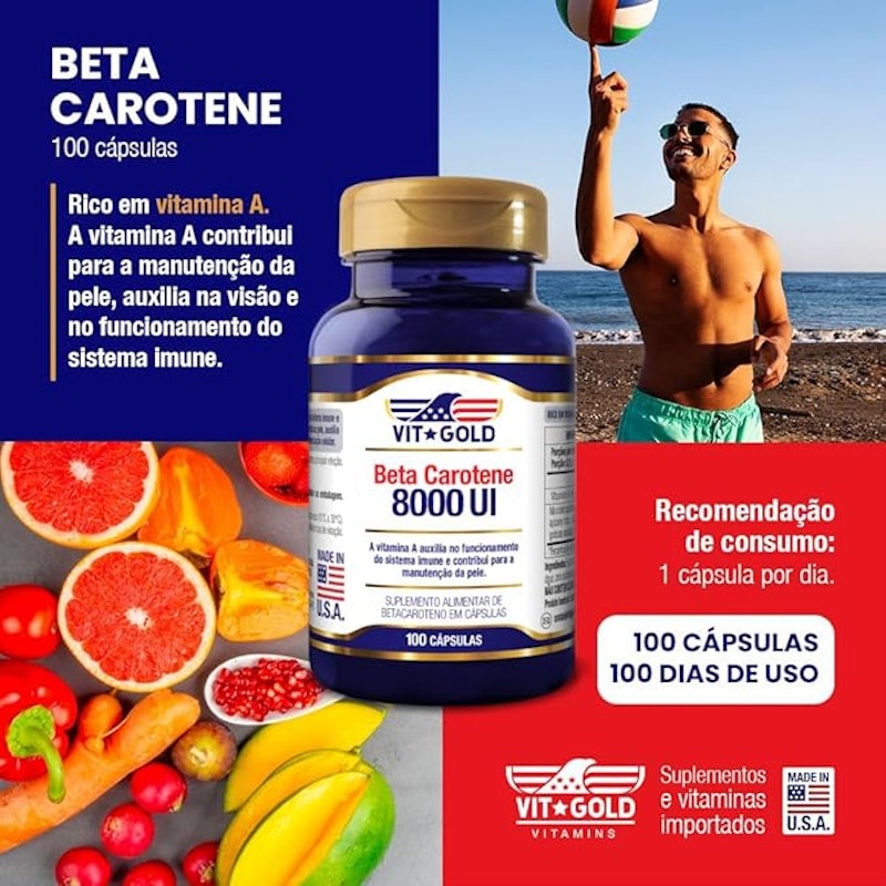 Vitamina A Beta Caroteno 8000 UI Vitgold 100 Cápsulas 2
