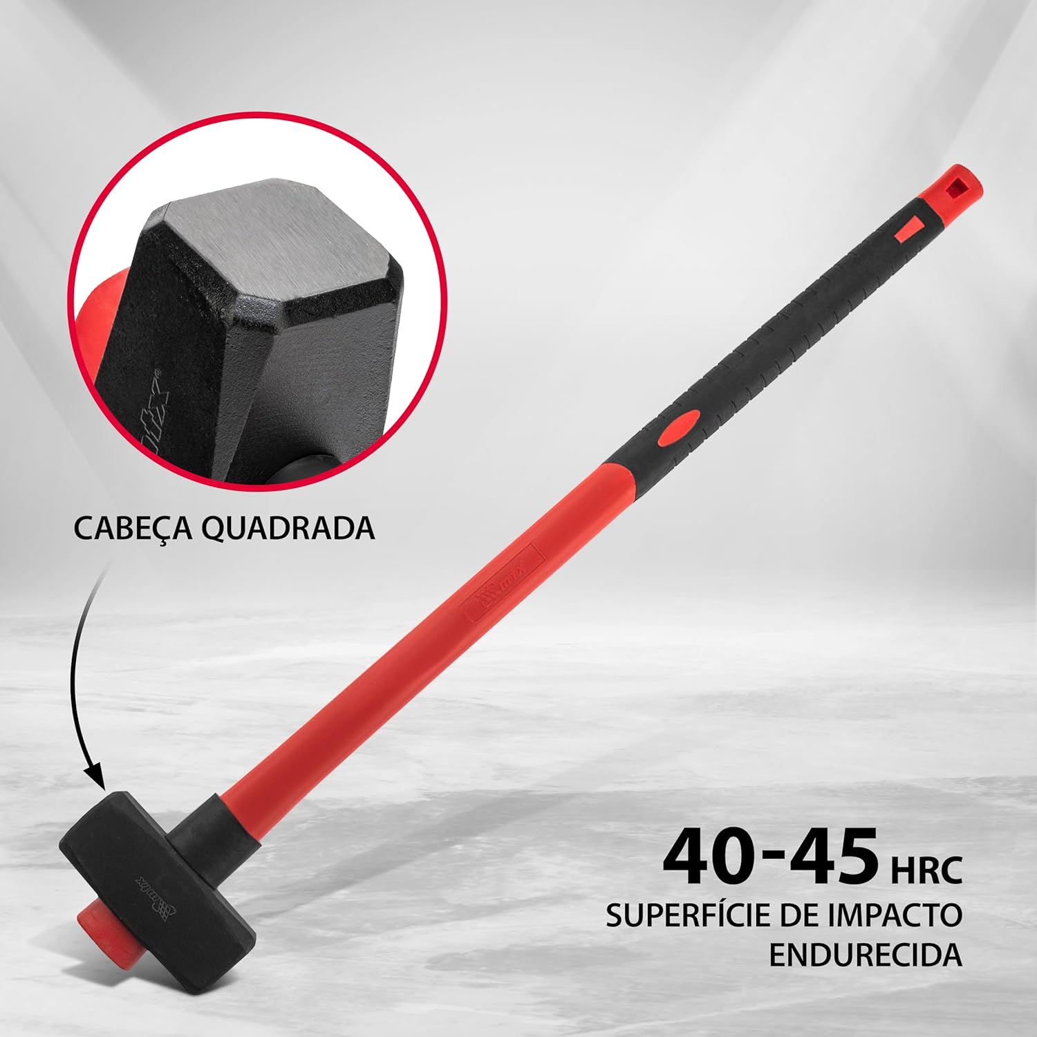 Marreta Quadrada 3 kg com Cabo em Fibra Emborrachado e Cabeça Forjada em Aço Carbono MTX 4