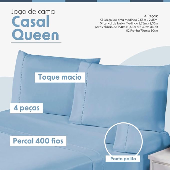 Jogo de Cama Casal Queen Percal 400 Fios Maccari&Caporici 5