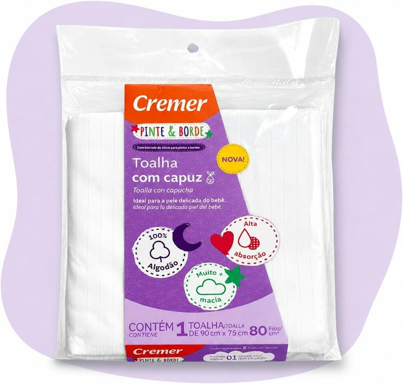Toalha com Capuz Branca Pinte e Borde 1